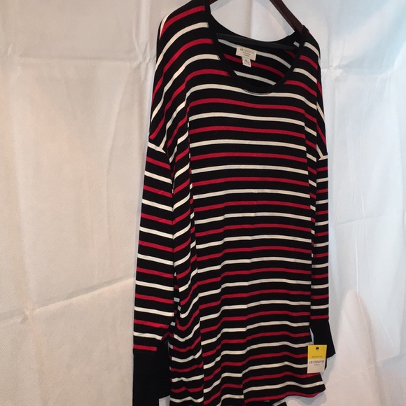 NWT Liz Claiborne Weekend Woman 3X Striped Long Sleeve Tunic Top - Picture 1 of 6